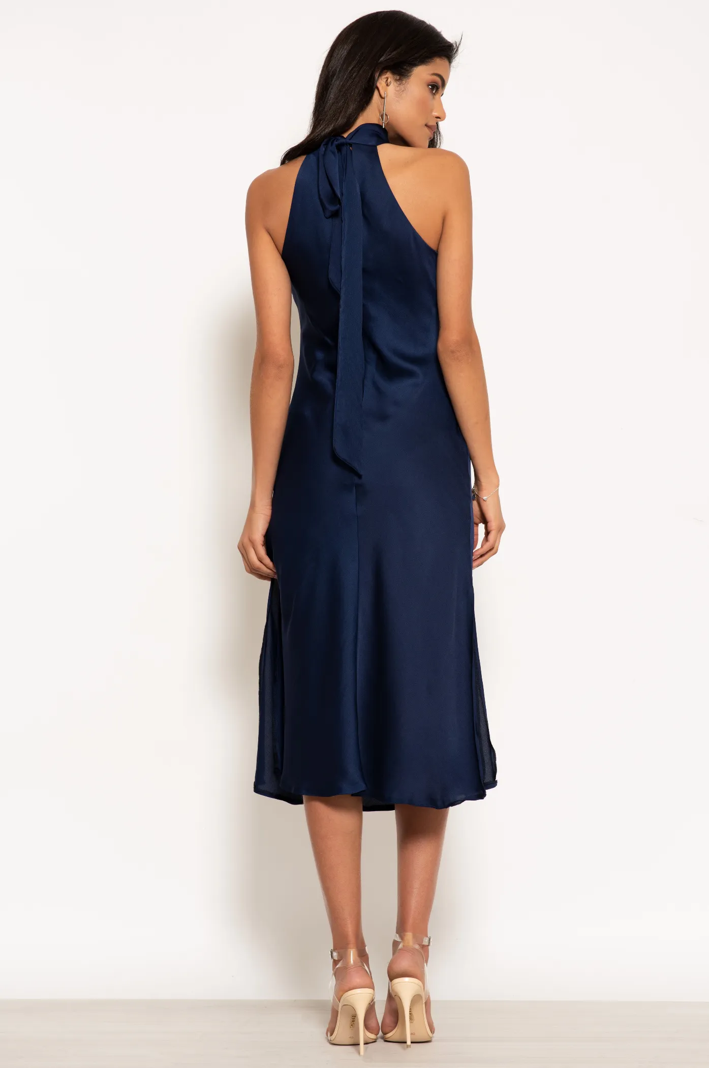 Urban Touch Halterneck Satin Midi Dress