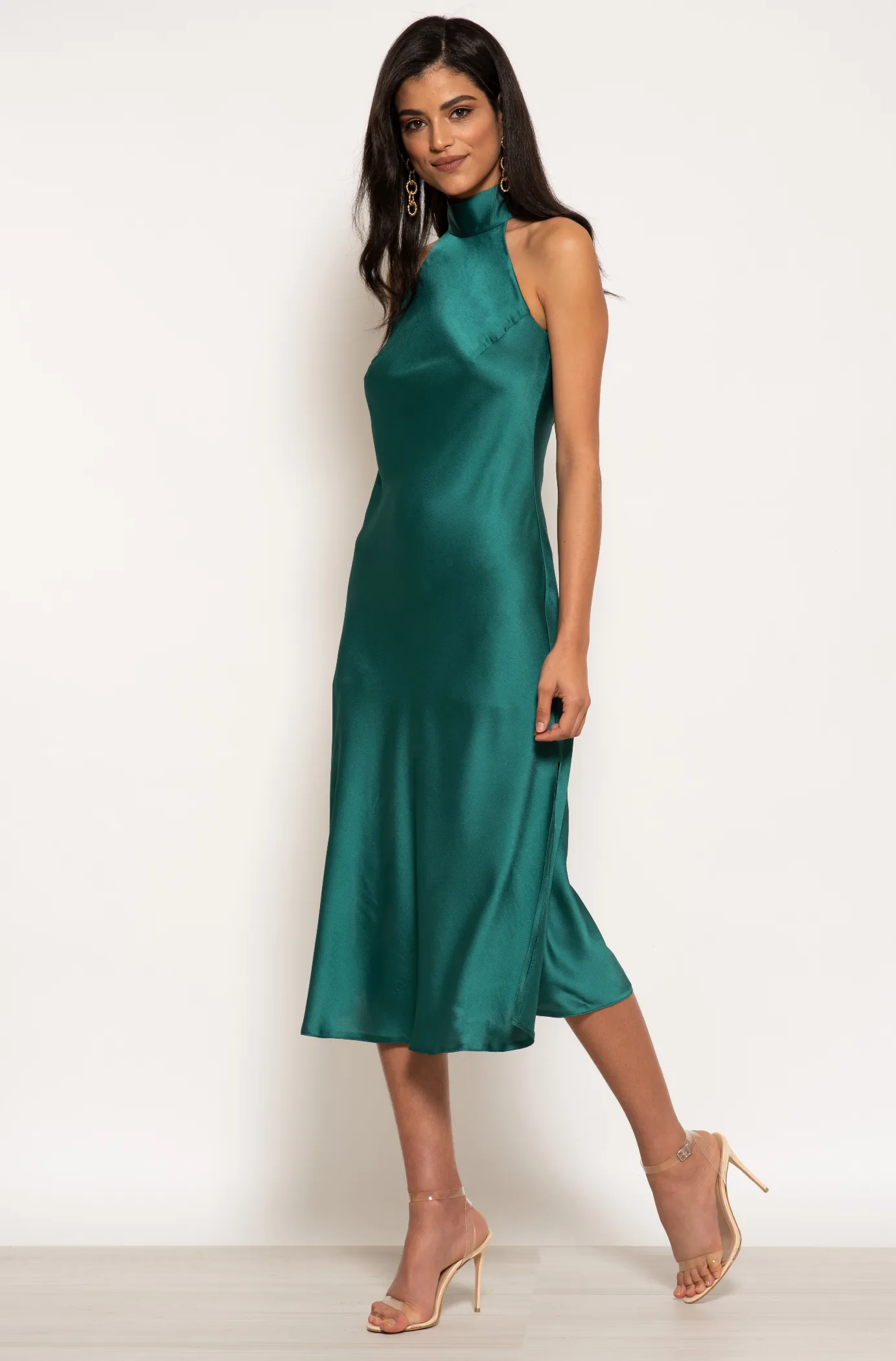 Urban Touch Halterneck Satin Midi Dress