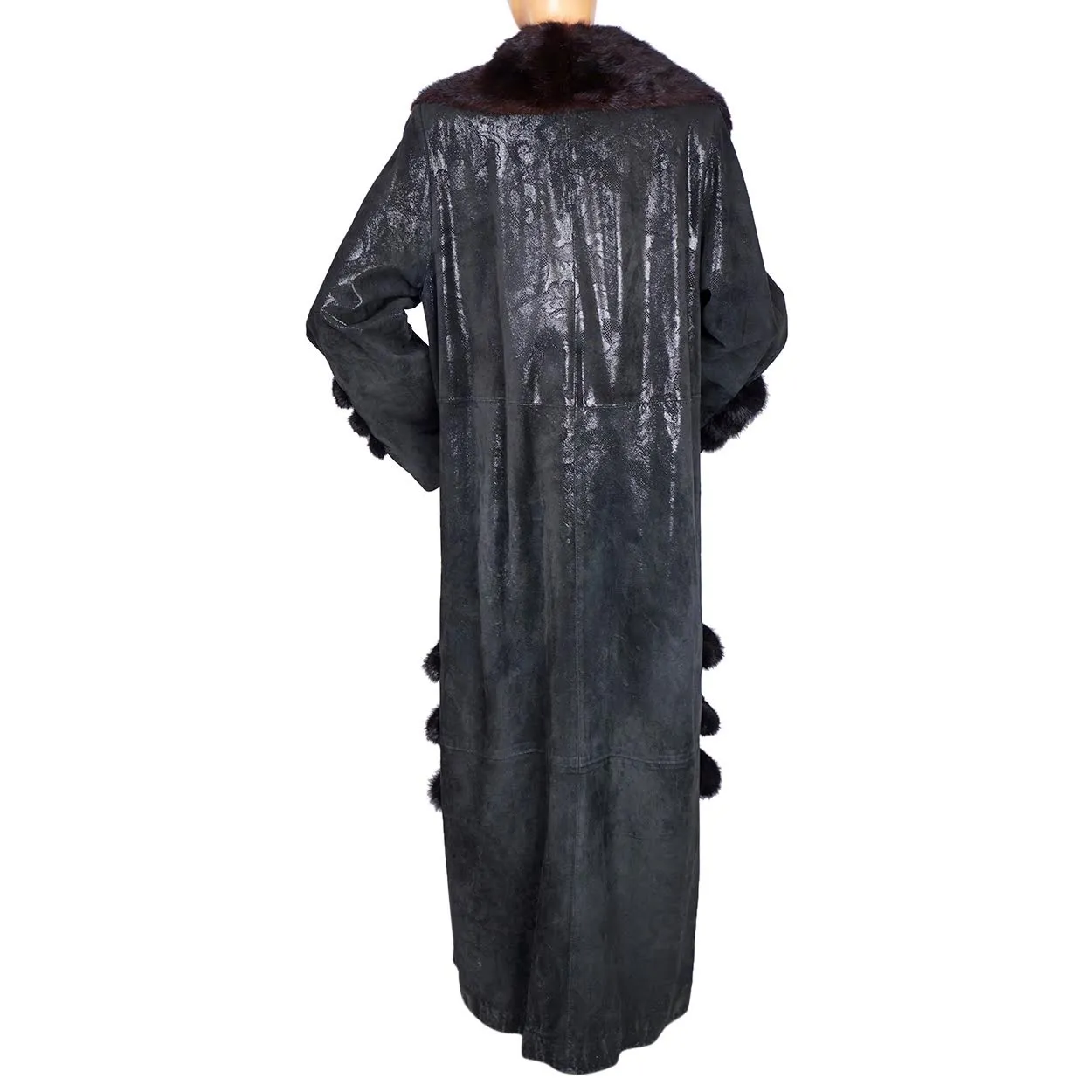 Vintage 1990s Stenciled Leather and Mink Coat by Sergio Turani