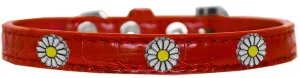 White Daisy Widget Croc Dog Collar Red Size 20