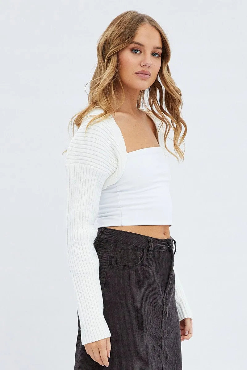 White Knit Shrug Long Sleeve