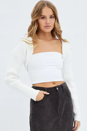 White Knit Shrug Long Sleeve
