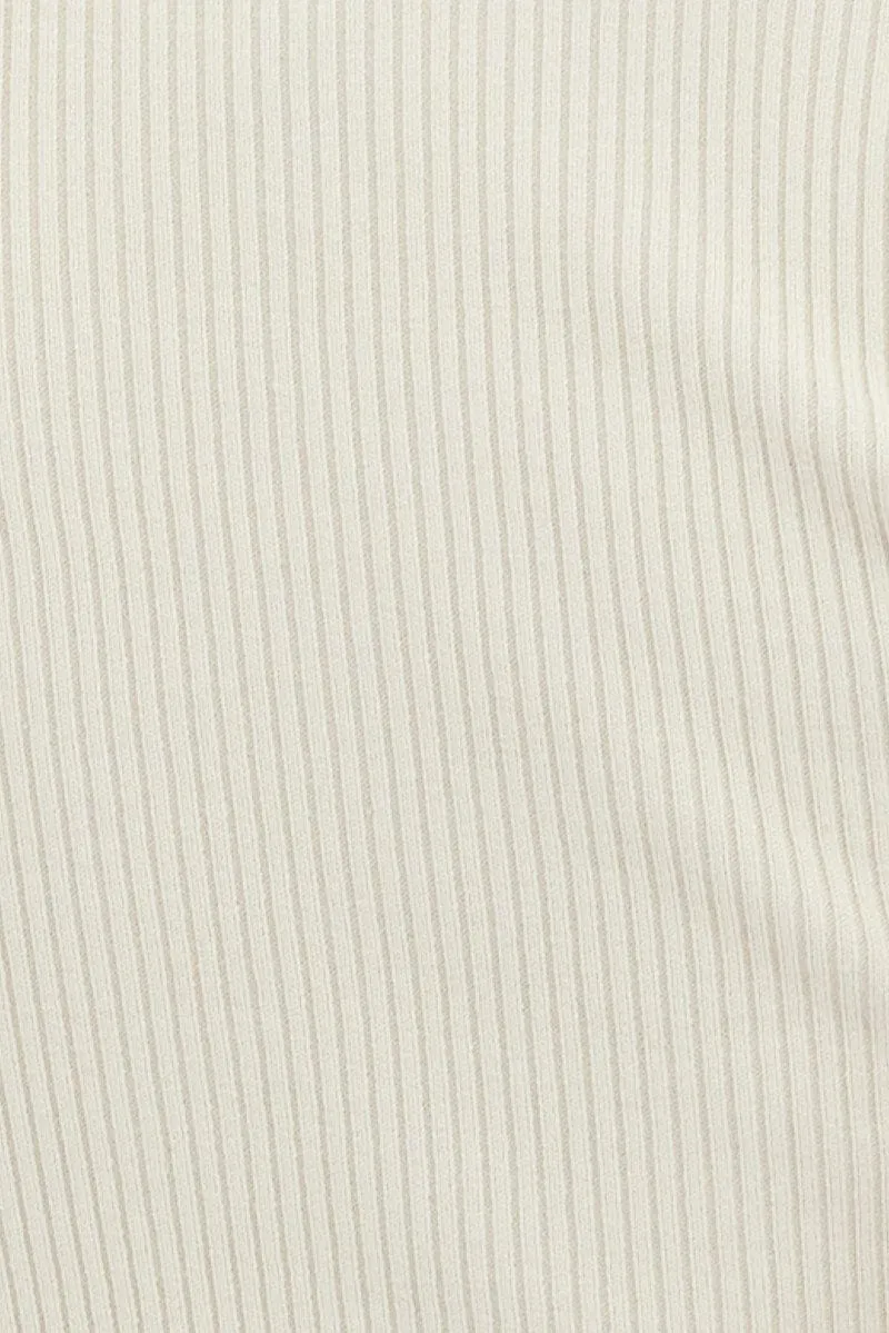 White Knit Top Long Sleeve Twisted Front