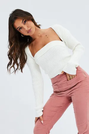 White Strapless Top And Shrug Knit Set