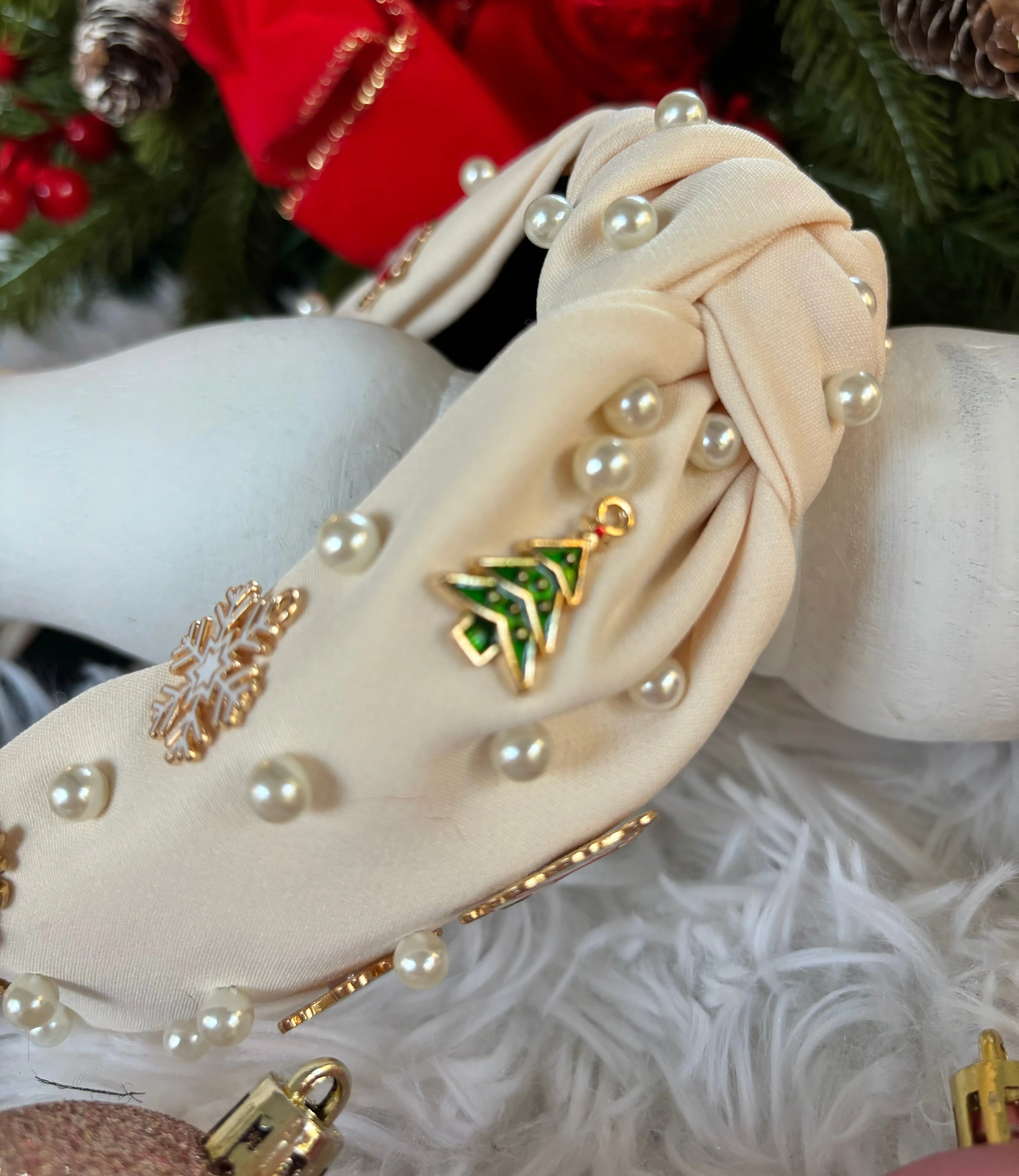 Winter White Festive Topknot Headband
