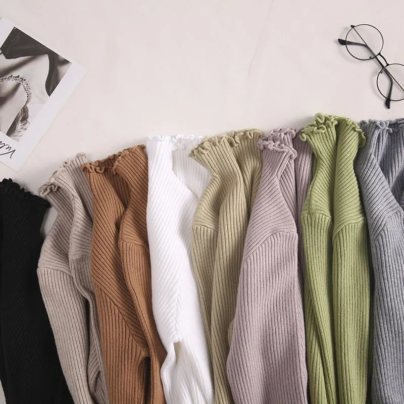 Women Sweater High Elastic Solid Fall Winter Fashion