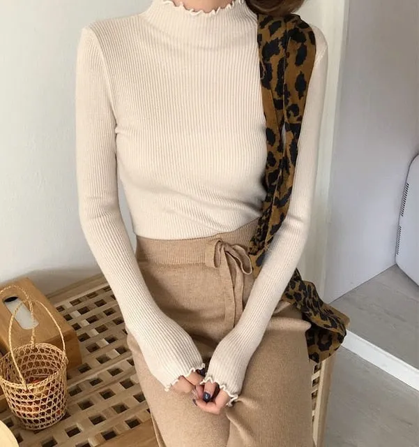 Women Sweater High Elastic Solid Fall Winter Fashion