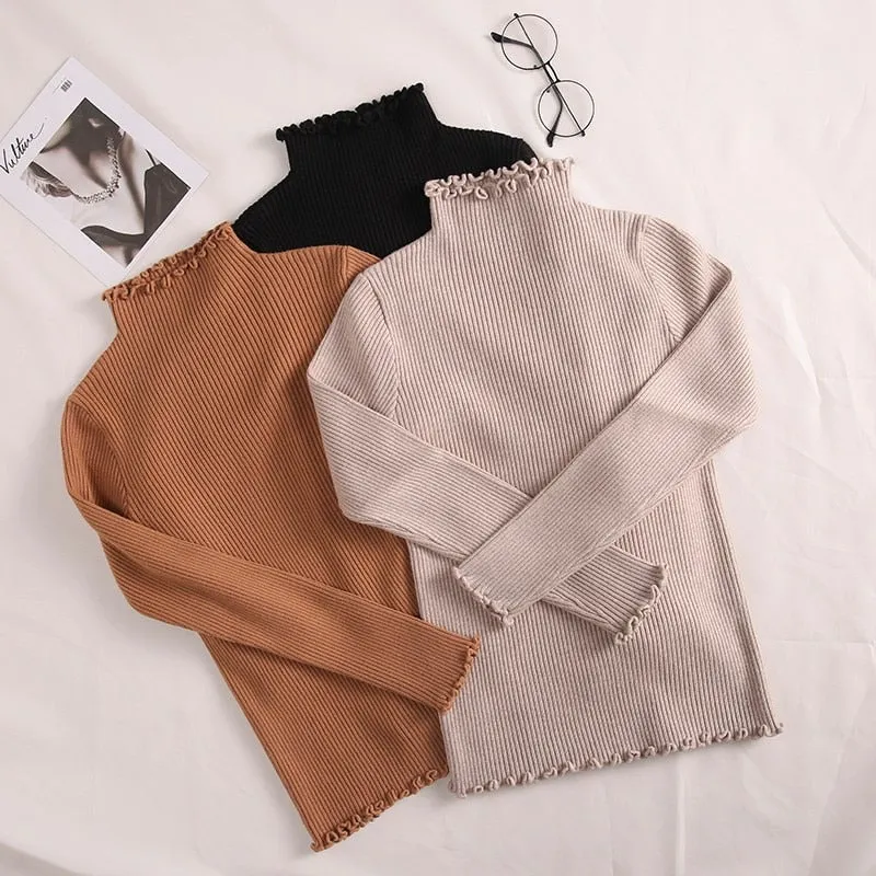 Women Sweater High Elastic Solid Fall Winter Fashion