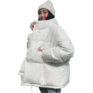Women's Winter Jacket Stand Solid Collar