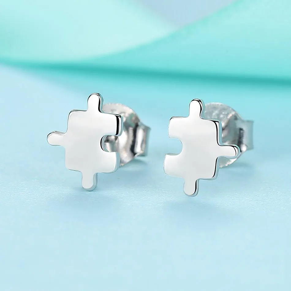 YE3174 925 Sterling Silver Game Puzzle Stud Earrings