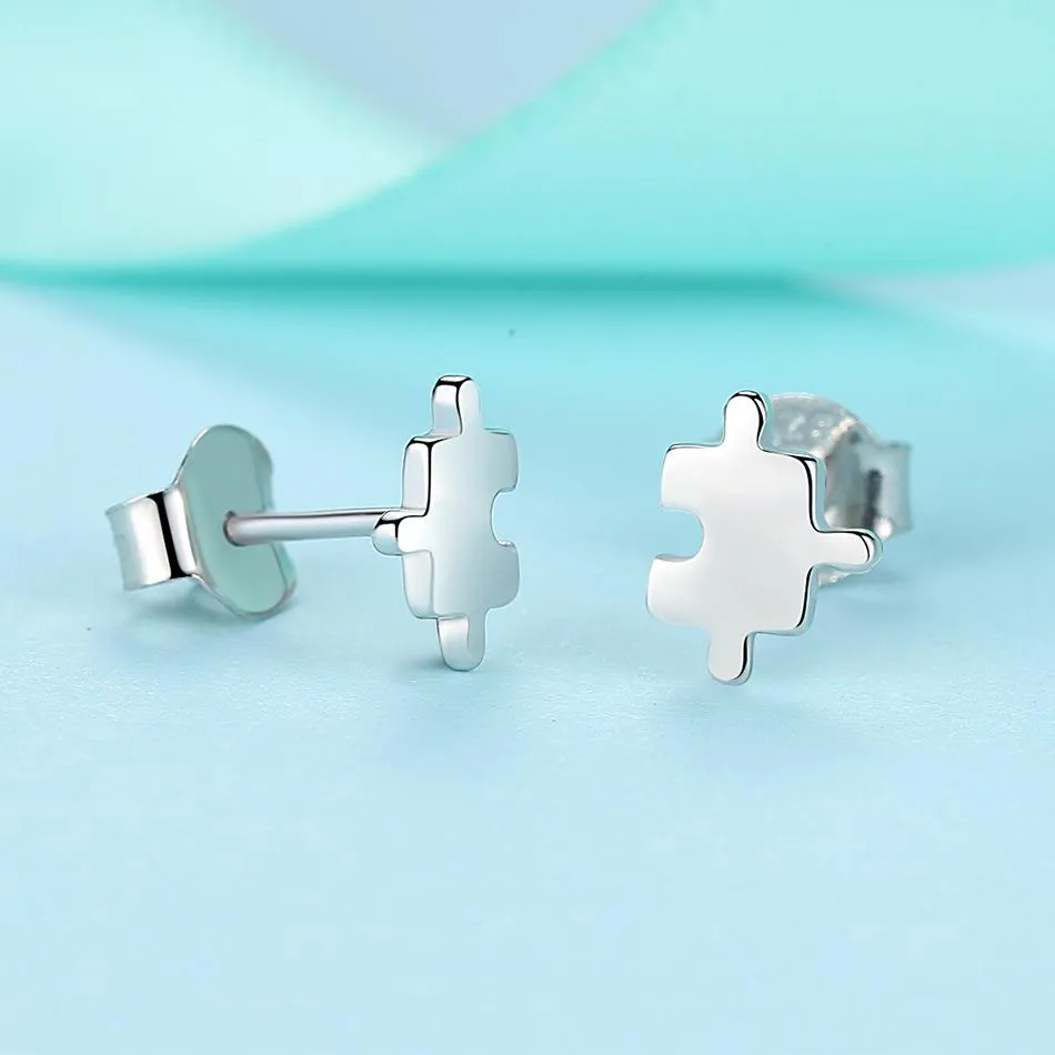 YE3174 925 Sterling Silver Game Puzzle Stud Earrings