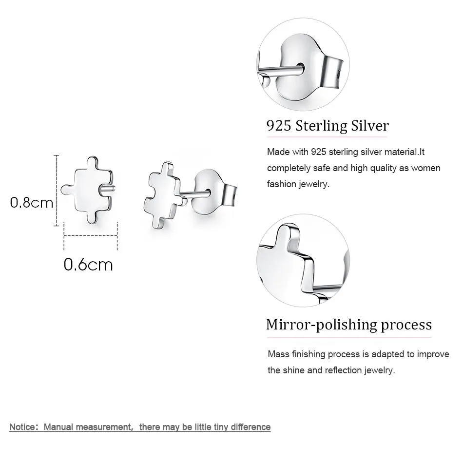 YE3174 925 Sterling Silver Game Puzzle Stud Earrings